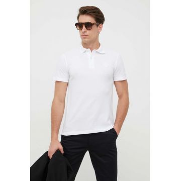 Trussardi polo de bumbac culoarea alb, neted