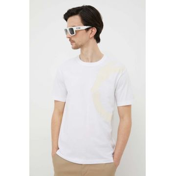 Trussardi tricou din bumbac culoarea alb, cu imprimeu