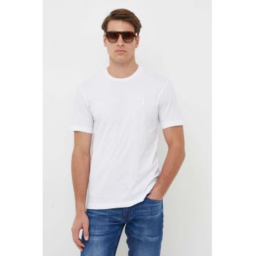 Trussardi tricou din bumbac culoarea alb, neted