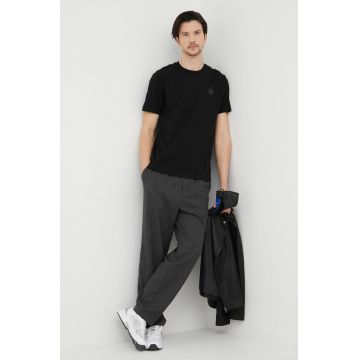 Trussardi tricou din bumbac culoarea negru, neted