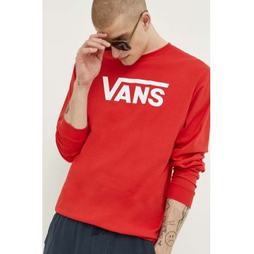 Vans longsleeve din bumbac culoarea rosu, cu imprimeu