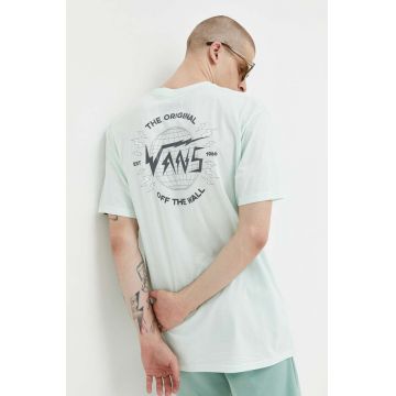 Vans tricou din bumbac culoarea verde, cu imprimeu