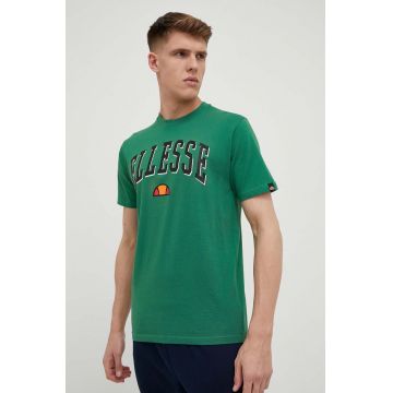 Ellesse tricou din bumbac culoarea verde, cu imprimeu