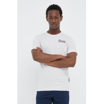 G-Star Raw tricou din bumbac culoarea alb, cu imprimeu