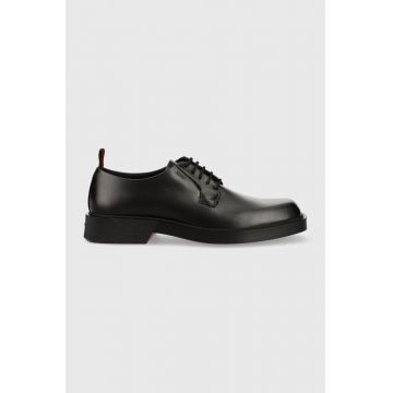 HUGO pantofi de piele Iker barbati, culoarea negru, 50493166