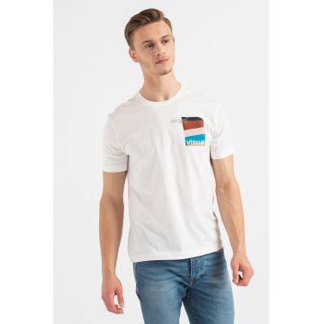 Tricou cu decolteu la baza gatului si imprimeu grafic Ben