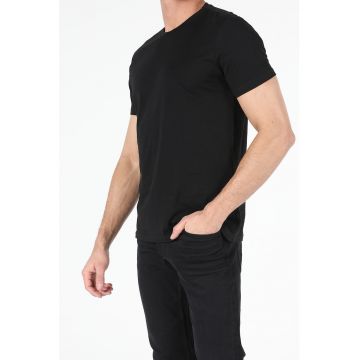 Tricou regular fit cu decolteu la baza gatului