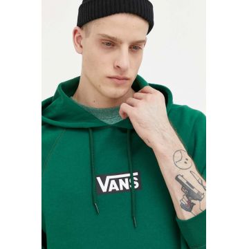 Vans bluza barbati, culoarea verde, cu glugă, cu imprimeu