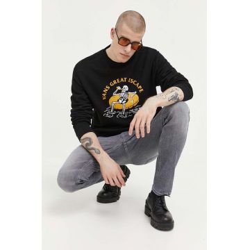 Vans hanorac de bumbac barbati, culoarea negru, cu imprimeu VN0006F0BLK1-BLACK