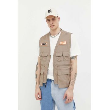 Vans vesta barbati, culoarea bej, de tranzitie