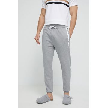 BOSS pantaloni lounge din bumbac culoarea gri, cu imprimeu