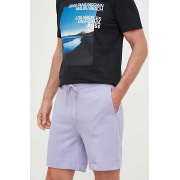 BOSS pantaloni scurti din bumbac BOSS CASUAL barbati, culoarea violet