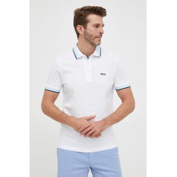 BOSS polo de bumbac BOSS ATHLEISURE culoarea alb