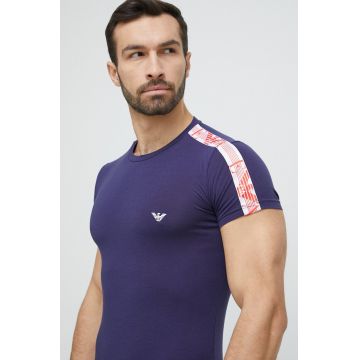 Emporio Armani Underwear tricou lounge culoarea albastru marin, cu imprimeu