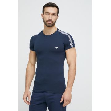Emporio Armani Underwear tricou lounge culoarea albastru marin, cu imprimeu