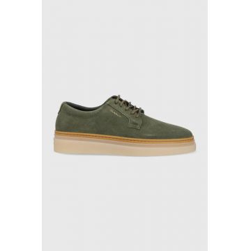 Gant pantofi de piele intoarsa Kinzoon barbati, culoarea verde