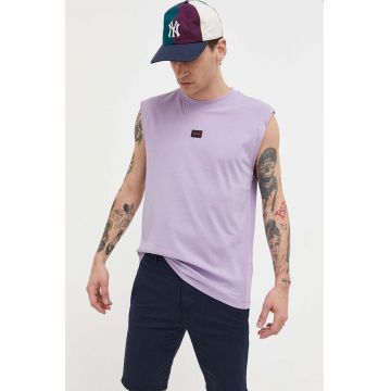 HUGO tricou din bumbac culoarea violet, cu imprimeu