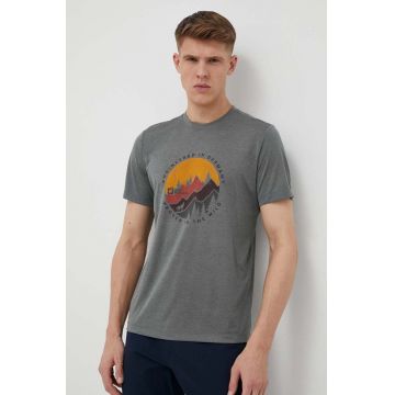 Jack Wolfskin tricou sport Hiking culoarea gri, cu imprimeu