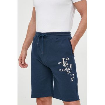 La Martina pantaloni scurti din bumbac culoarea albastru marin