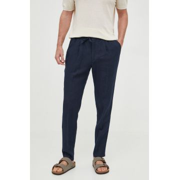Manuel Ritz pantaloni din in culoarea albastru marin, drept