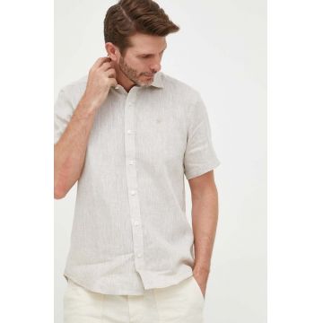 North Sails camasa de in culoarea bej, cu guler clasic, regular