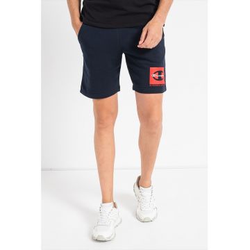 Pantaloni scurti din amestec de bumbac cu imprimeu logo Classic Label - Albastru ultramarin