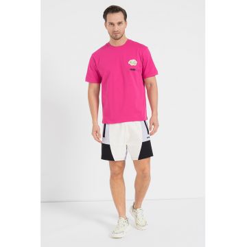 Tricou cu decolteu la baza gatului si imprimeu contrastant Dloudy