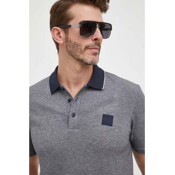 BOSS polo de bumbac BOSS CASUAL culoarea violet, melanj