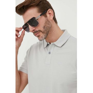 BOSS polo de bumbac culoarea gri, uni 50468301