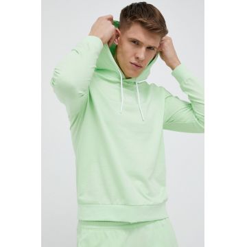 EA7 Emporio Armani hanorac de bumbac barbati, culoarea verde, cu glugă, cu imprimeu