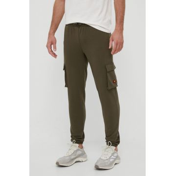 Ellesse pantaloni de trening culoarea verde, cu imprimeu