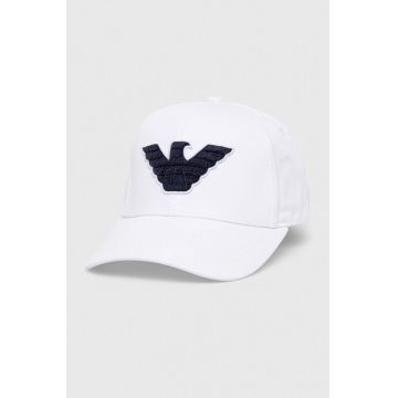 Emporio Armani Underwear șapcă de baseball din bumbac culoarea alb, cu imprimeu