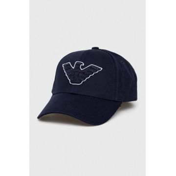 Emporio Armani Underwear șapcă de baseball din bumbac culoarea albastru marin, cu imprimeu