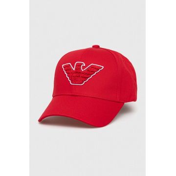 Emporio Armani Underwear șapcă de baseball din bumbac culoarea rosu, cu imprimeu