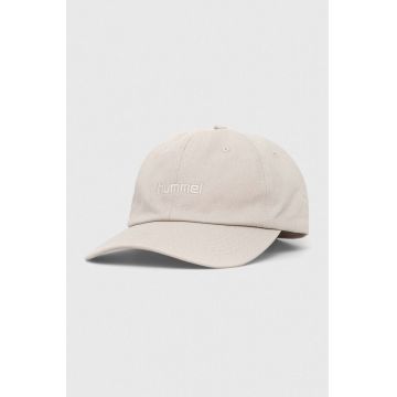 Hummel șapcă de baseball din bumbac culoarea bej, neted