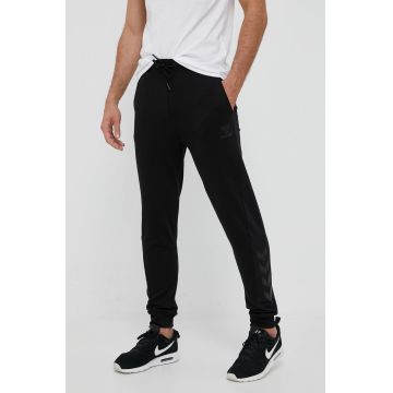 Hummel pantaloni de trening culoarea negru, cu imprimeu