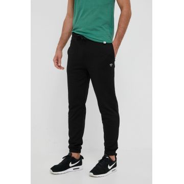 Hummel pantaloni de trening din bumbac culoarea negru, cu imprimeu