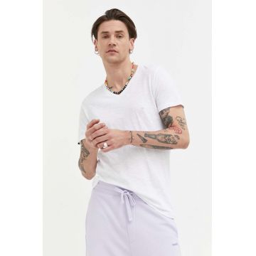 Superdry tricou din bumbac culoarea alb, neted