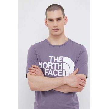 The North Face tricou barbati, culoarea violet, cu imprimeu