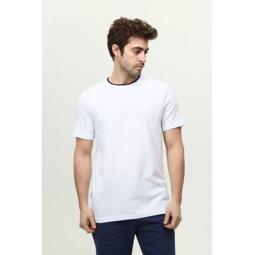 Tricou de bumbac cu decolteu la baza gatului