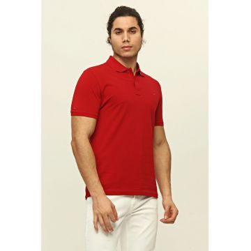 Tricou polo de bumbac cu broderie pe piept