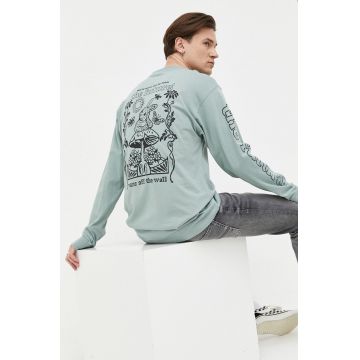 Vans longsleeve din bumbac culoarea verde, cu imprimeu VN000041RL61-CHINOISGRE