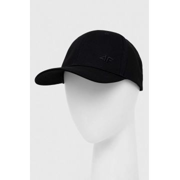 4F șapcă de baseball din bumbac culoarea negru, neted