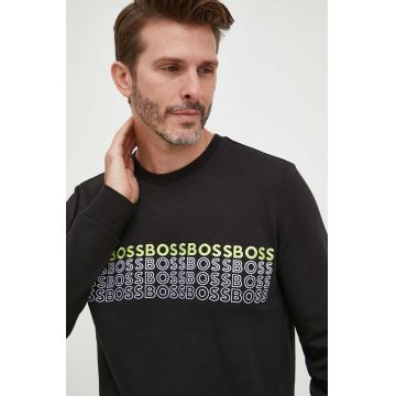 BOSS bluza BOSS GREEN barbati, culoarea negru, cu imprimeu