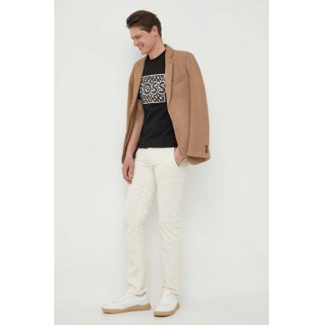 BOSS pantaloni BOSS CASUAL barbati, culoarea bej, cu fason chinos