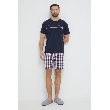 BOSS pijama barbati, culoarea albastru marin, modelator