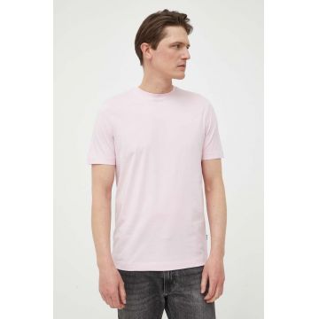 BOSS tricou din bumbac bărbați, culoarea roz, uni 50468347