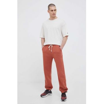 Champion pantaloni de trening culoarea maro, neted