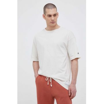 Champion tricou din bumbac culoarea bej, neted