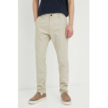 G-Star Raw pantaloni barbati, culoarea bej, cu fason chinos